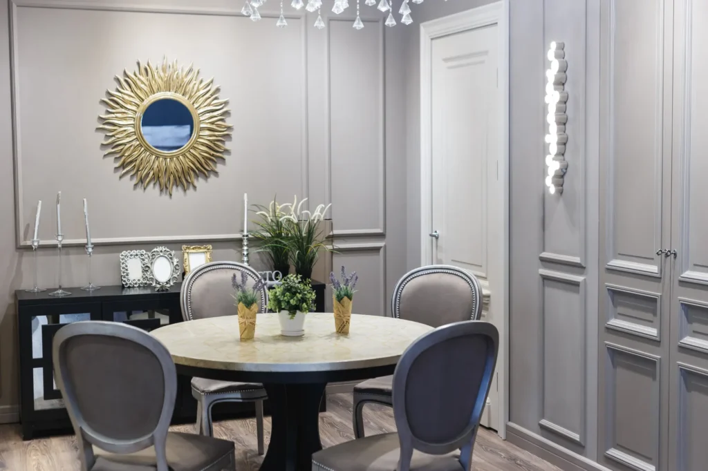 Metallic dining room inspiration.