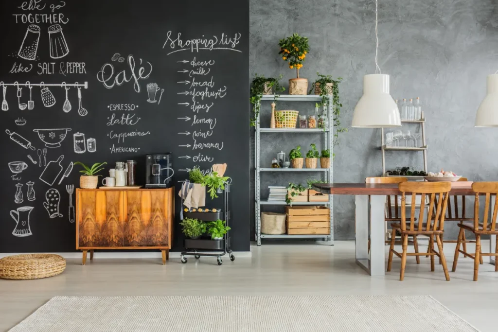 Functional wall decor- Chalkboard in a cafe.